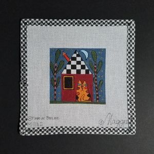 Cat and House Needlepoint